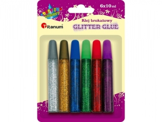 Klej z brokatem 6 kolorw x10ml