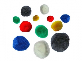 Pompony akrylowe mix rozmiarw 68szt. (1, 5/2/2, 5cm) mix kolorw