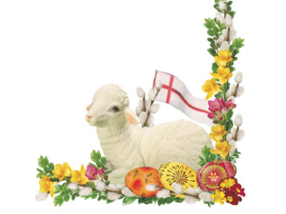 Serwetki POL-MAK WIELKANOC Daisy Lunch 33cm 20szt. Lamb x Easter Palm - White SDWL001001 [opakowanie=24szt]