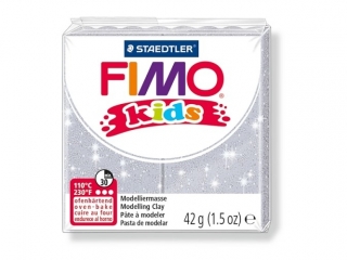 Kostka FIMO Kids, 42g, biay brokatowy, masa termoutwardzalna, Staedtler