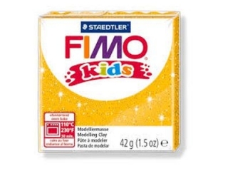 Kostka FIMO Kids, 42g, zoty brokatowy, masa termoutwardzalna, Staedtler