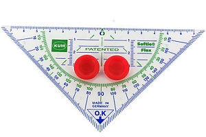 EKIERKA Z KĄTOMIERZEM 16CM SOFTIE FLEX Z SYSTEMEM STOPxGO W WORECZKU, OPAKOWANIE KARTONOWE KUM [opakowanie=8szt]