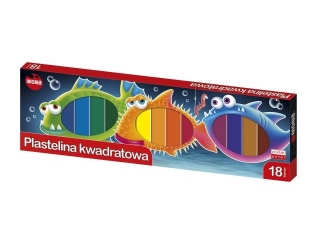Plastelina kwadratowa 18 kolorw 18 g [opakowanie=5szt]