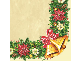 Serwetki POL-MAK GWIAZDKA Daisy Lunch 33cm 20szt. Xmas Wreath with Bells Cream SDGW002401 [opakowanie=24szt]