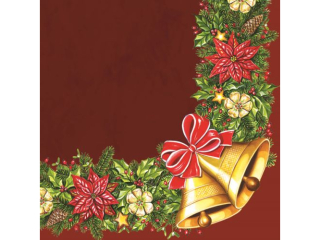 Serwetki POL-MAK GWIAZDKA Daisy Lunch 33cm 20szt. Xmas Wreath with Bells Claret SDGW002402 [opakowanie=24szt]