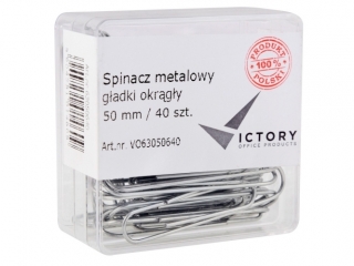 SPINACZ METALOWY GŁADKI OKRĄGŁY 50MM OP6 40 SZT. VICTORY OFFICE