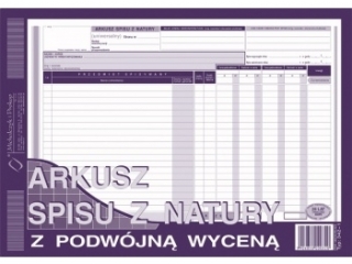 Arkusz spisu z natury z podw.wycen