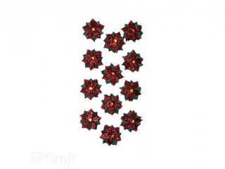 NAKLEJKI BROKATOWE 3D - POINSETTIA, 12 SZT [opakowanie=6szt]