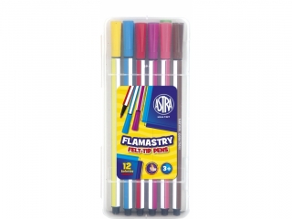 Flamastry heksagonalne ASTRA - 12 kolorw w plastikowym opakowaniu [opakowanie=24szt]