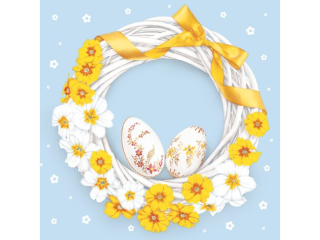 Serwetki POL-MAK WIELKANOC Daisy Lunch 33cm 20szt. Easter Wreath SDWL007401 [opakowanie=24szt]