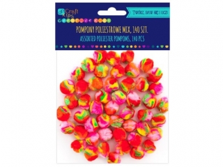 POMPONY AKRYLOWE 2, 5 CM - TĘCZA, 50 SZT. [opakowanie=6szt]