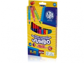 Kredki ołówkowe jumbo ASTRA - 12=24 kolory z temperówką (6%)