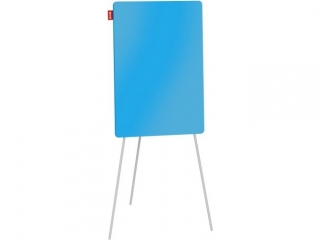 FLIPCHART NA TRÓJNOGU MEMOBE, SZKLANY NIEBIESKI, SUCHOŚCIERALNY MAGNETYCZNY, 70X100XH180 CM
