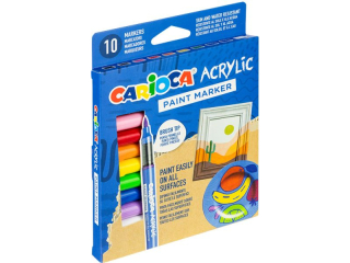 Markery akrylowe z pdzelkiem CARIOCA blister 10 kol. (45281)