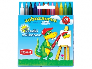 Kredki szkolne wiecowe ZBOZAURUS 9cm - 24 kolorowe mix Karton [opakowanie=12szt]