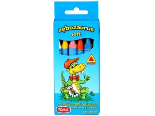 Kredki szkolne wiecowe ZBOZAURUS 10cm SOFT- 12 kolorowe, trjktne mix Karton [opakowanie=12szt]