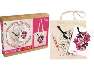 ROSA TALENT ZESTAW - TORBA DO MALOWANIA, FLOWERS, COTTON 220 GSM, 38X42 CM