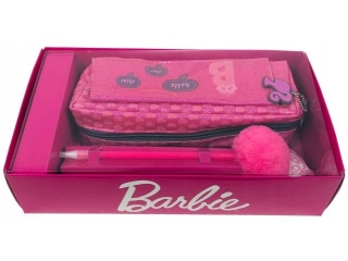 Pirnik brokatowy + dugopis z pomponem i ozdob Barbie 21x8x5