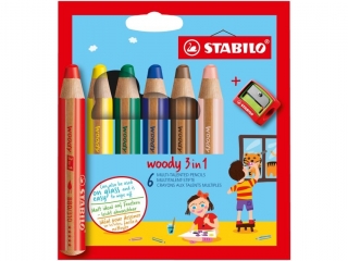 KREDKI WOODY, PUDEŁKO 6 SZT. + TEMPERÓWKA