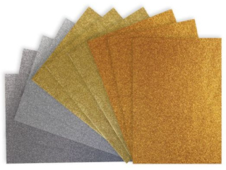 Karton brokat 150g, A3, 10 ark, mix z�oty/srebrny, Happy Color