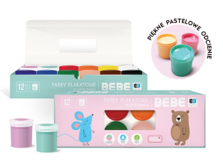 Farby plakatowe 12kol. BEBE Kids Pastel