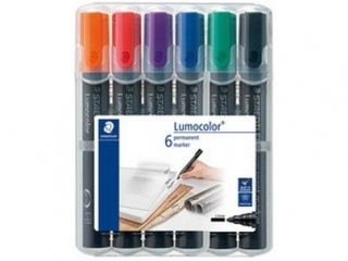Marker Lumocolor, wodoodporny, gruby, okrgy, 6 kol. w etui, Staedtler