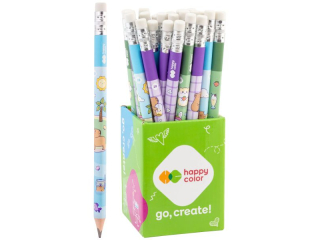 Owek do nauki pisania, jumbo, z gumk, trjktny, 2B, Yummy Yum, 24 szt. w kubku, Happy Color