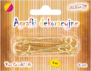 Agrafki dekoracyjne AGR-2875 zote, rozm. 6cm, op. 6szt.