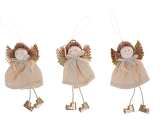 Zawieszka - aniołek  rozmiar: 8 x 2, 5 x 15  cm  kolor: beżowy