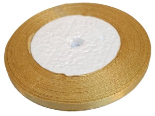 Wstążka satynowa  rozmiar: 6 mm x 32 m kolor: ciemny złoty
