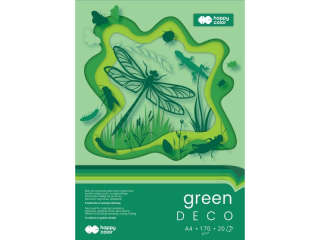 Blok Hobby Deco Green 170 g/m2, A4, 20 ark., 5 kolor�w, Happy Color [opakowanie=5szt]