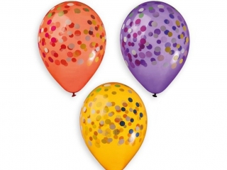 Balony premium na hel KOLOROWE KONFETTI 5 szt