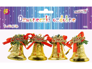 Dzwoneczki DZW-2943 ozdobne, rozm. 4, 5cm, op. 4szt.
