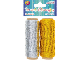 Sznurek dekoracyjny SZ-2936 metalizowany, rozm. 1, 5mm x 20m, op. zaw. 2 kolory