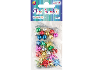 Mini Bombki BOM-8540 mix rozmiarw i kolorw, op.30szt bombek i 30szt. srebrnych sznureczkw