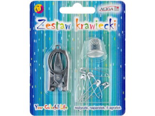 Zestaw krawiecki - no�yczki, naparstek, 5 agrafek