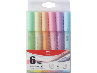 Markery akrylowe Pastelowe set 1, 1-2mm, mix kolorów, zestaw 6 szt, MG