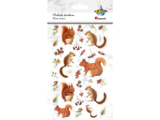 Naklejki foliowe wiewiórki, kiście owoców mix 32szt.