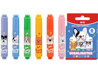 Zakreślacze mini Puppy PArty, 6 kol., MG