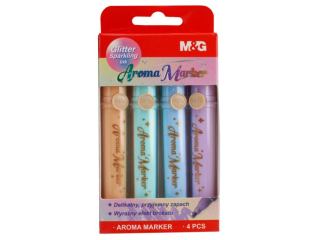 Markery zapachowe, brokatowe, 4 kolory, mix 3, MG
