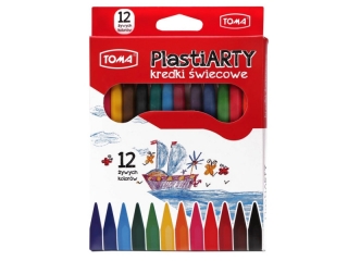 Kredki szkolne świecowe PlastiARTY 10cm ścieralne gumką - 12 kolorowe, mix Karton
