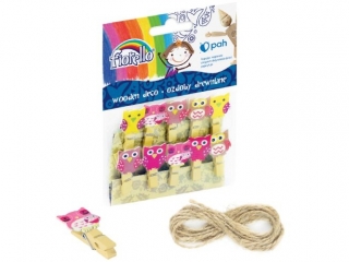 Ozdoby drewniane FIORELLO GR-WD717 spinacz sowa 10szt. KWBN24
