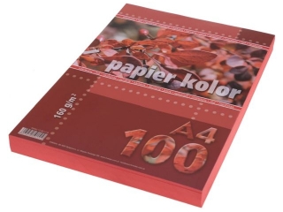 Papier (jk) A4-100 czerwony 160g