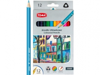 Kredki szkolne TRÓJKĄTNE JUMBO drewniane 18cm - 12 kolorowe mix