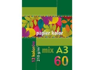 Papier kolor mix A3-60 210g 12 kolor