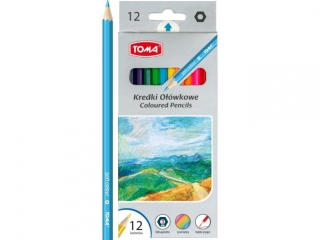 Kredki szkolne drewniane 18cm - 12 kolorowe mix