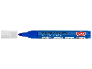 Marker akrylowy, fibrowa kocwka okrgla 2-5mm, 18 kolorw niebieski [opakowanie=12szt]