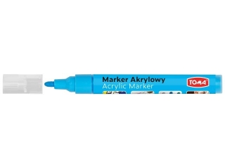 Marker akrylowy, fibrowa kocwka okrgla 2-5mm, 18 kolorw niebieski jasny [opakowanie=12szt]