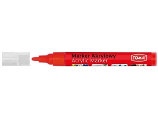 Marker akrylowy, fibrowa kocwka okrgla 2-5mm, 18 kolorw czerwony [opakowanie=12szt]