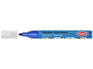 Marker akrylowy, fibrowa kocwka okrgla 2-5mm, 18 kolorw niebieski metalic [opakowanie=12szt]